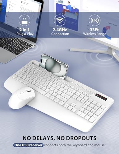 Wireless Keyboard and Mouse Combo - Full-Sized, Ergonomic Wrist Rest - Image 2