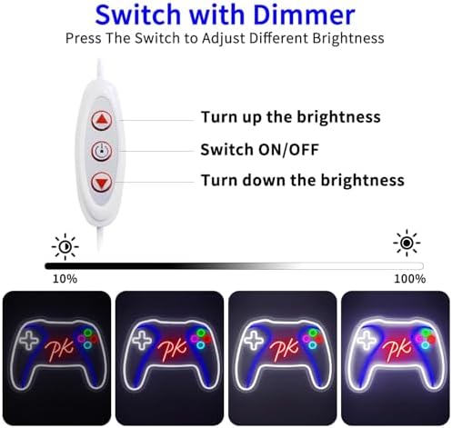 PK Gamepad Neon Sign - Dimmable USB Powered LED Light - Image 2