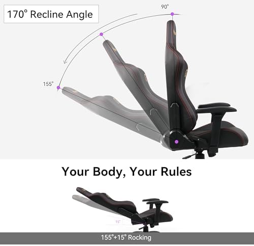 Gaming Chair 4D Adjustable Armrests - 170° Reclining & 320lb Capacity, High Back Ergonomic Computer Chair with Lumbar Support, Headrest & Lumbar Pillow - Image 6