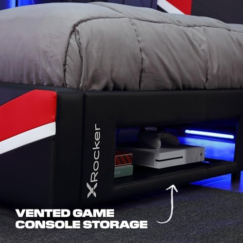 X Rocker Orion Esports Twin Gaming Bed, with Rotating TV Mount, Black Faux Leather, Durable Frame and Padded Headboard, 82.28" x 41.34" x 42.52" - Image 4