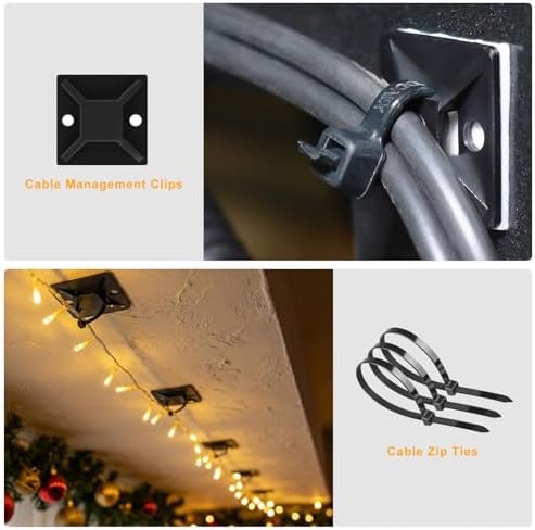 494 PCS Cable Management Kit - 4 Cable Sleeve Split, 2 Cable Organizer, 130 Adhesive Cable Clip, 6 Cable Holder, 2 Roll Cable Organizer Strap, 300 Cable Tie with 50 Mount, for Computer TV Under Desk - Image 7