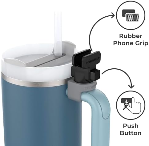 HydraClip Phone Attachment - Watch, Carry, Record, & Stay Organized, Use as Phone Stand or Tripod, Hands Free Detachable, Stanley Cup Accessories, Spring Loaded Secure Grip (Black) - Image 4