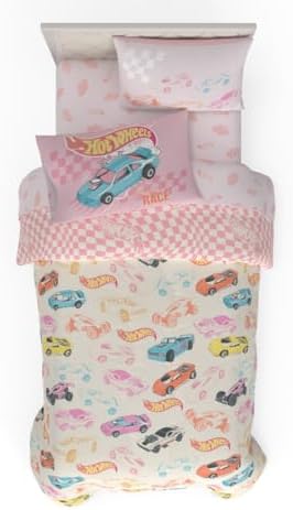 Hot Wheels Girls Kids Bedding Super Soft Comforter and Sheet Set with Sham, 5 Piece Twin Size, (Officially Licensed Product) By Franco by Franco