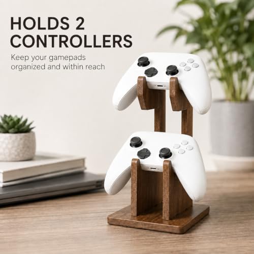Wooden Controller Holder, Controller Stand with 2-Tier Gamepad Storage - Image 3