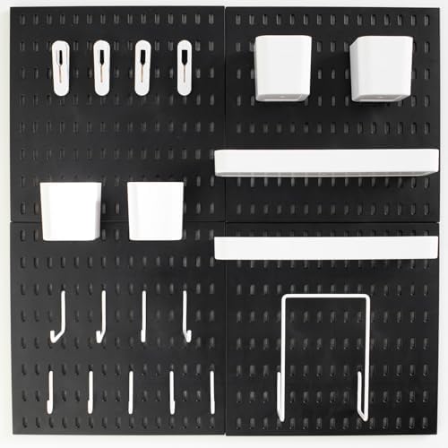 Wall-Mounted Pegboard Kit, 50.4" x 25.2" Organizer Panel – Large, Cost-Effective & Nail-Free Installation Black - Image 7