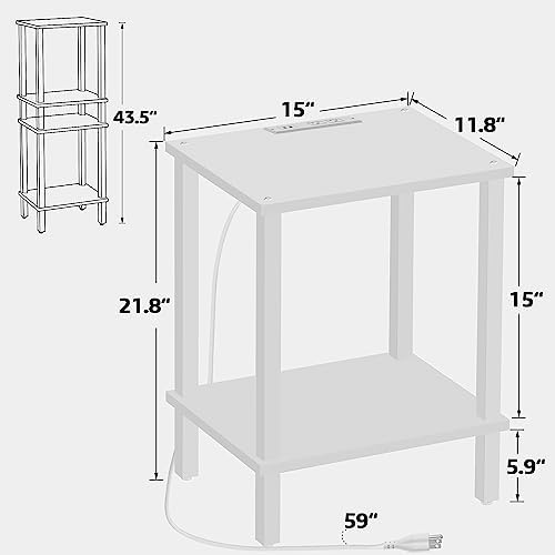 TUTOTAK End Table with Charging Station, Side Table Set of 2, Nightstand - Image 3