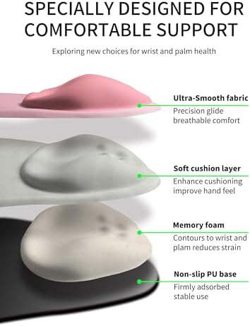 Palm-Rest and Wrist-Hugging Mouse Pad Wrist Rest, Ergonomic Wrist Support with Curve Fitting Cushioned Memory Foam for Carpal Tunnel Pain Relief, 9.9 x 8.3 Inch, Blush Gradient - Image 5