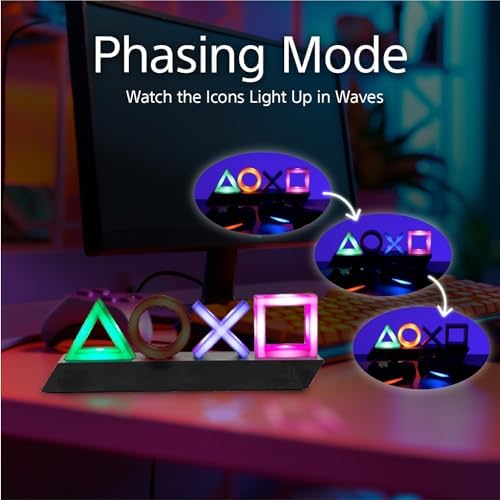 Paladone Playstation Controller Icons Light with 3 Light Modes - Sound Reactive, Dynamic Phasing, and Standard Mode - Gaming Desk Accessories and Game Room Decor - Image 5