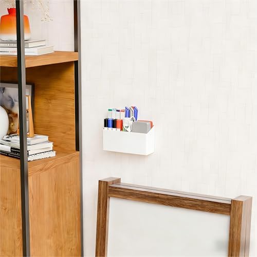 Yieach Magnetic Dry Erase Marker Holder for Whiteboard,Expo,Refrigerator,Fridge,Non Slip Magnet Pencil Holder,Wall Mounted Acrlic Pen Holder with Adhesive,Classroom and Locker Magnetic Organizer,White - Image 6