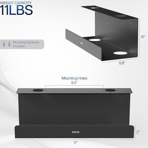 VIVO Black 17 inch Extra Deep Cable Management Tray, DESK-AC16-1C - Image 3