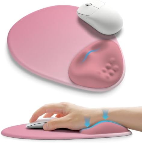Palm-Rest and Wrist-Hugging Mouse Pad Wrist Rest, Ergonomic Wrist Support with Curve Fitting Cushioned Memory Foam for Carpal Tunnel Pain Relief, 9.9 x 8.3 Inch, Blush Gradient by Unknown
