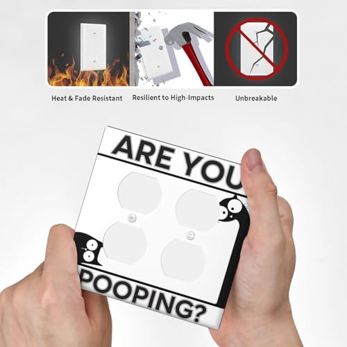 Decorative Switch Plate Covers Funny Bathroom Art with Are You Pooping 2-Gang Duplex Light Switch Covers Gfci Wall Plate Electrical Receptacle Switchplate Plug Faceplate for Country Decor - Image 6