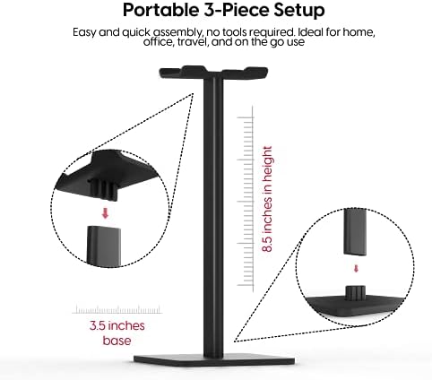 TalkWorks Headphone Stand Holder-Desktop Headset Stand Organizer and Tabletop Space Saver for Home, Office and Gaming Room - Sleek Design, Easy Assembly and Durable Non-Slip Base,Black - Image 4