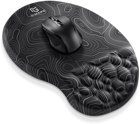 Gimars Upgrade Ergonomic Mouse Pad Wrist Rest with Memory Foam Massage Bump, Enlarge [ 30% Larger Moving Space] Mouse Pad Wrist Support with Nonslip PU Base for Laptop, Computer, Gaming & Office by Gimars
