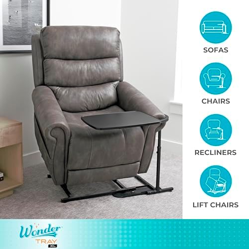 Stander Wonder Tray, Adjustable Swivel Table, Extra-Large Computer Stand, Couch Desk & Gaming Bench, TV-Trays for Eating on Couches, Chairs, Recliners with Laptop Wedges and Cup Holder, XL, Black - Image 4
