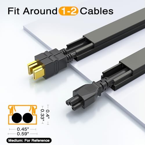 Delamu 157in Cord Covers for Wires on Wall, Cord Hider for 1 Cord, Paintable Cable Hider, Cable Management Wire Covers for Cords,W0.55 H0.4in, Black - Image 2