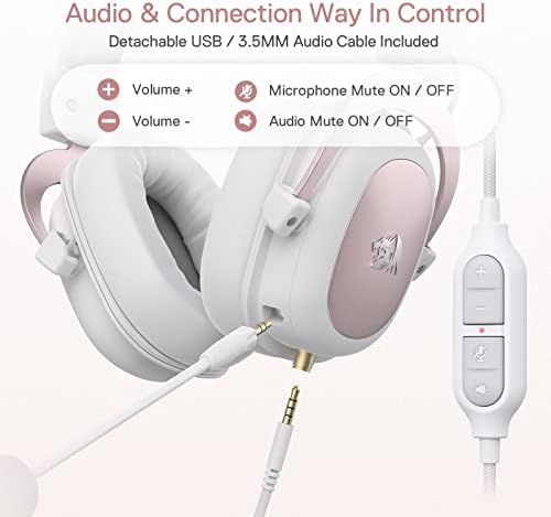 Redragon H510 Zeus White Wired Gaming Headset - 7.1 Surround Sound - Memory Foam Ear Pads - 53MM Drivers - Detachable Microphone - Multi Platforms for PC, PS4/3 & Xbox One/Series X, NS - Image 4