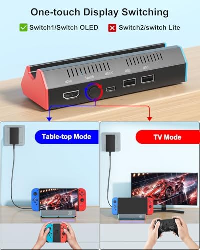 iPLYGAM Switch Dock for Nintendo Switch1/OLED, Portable Switch Docking Station with 4K HDMI/USB Port/Type Port, Replacement for Nintendo Dock Charging Stand (NO Cable Included) - Image 2