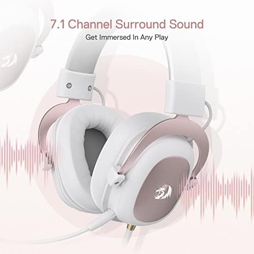 Redragon H510 Zeus White Wired Gaming Headset - 7.1 Surround Sound - Memory Foam Ear Pads - 53MM Drivers - Detachable Microphone - Multi Platforms for PC, PS4/3 & Xbox One/Series X, NS - Image 2