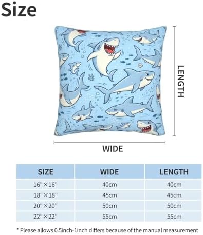 Shark Lover Gifts Pillowcase Set of 2 Sharks Ocean Animals Theme Throw Pillow Covers Shells for Couch Office Bedroom Home Decoration, 16"X16" - Image 2