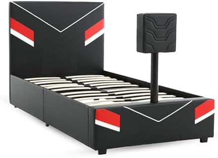 X Rocker Orion Esports Twin Gaming Bed, with Rotating TV Mount, Black Faux Leather, Durable Frame and Padded Headboard, 82.28" x 41.34" x 42.52" - Image 6
