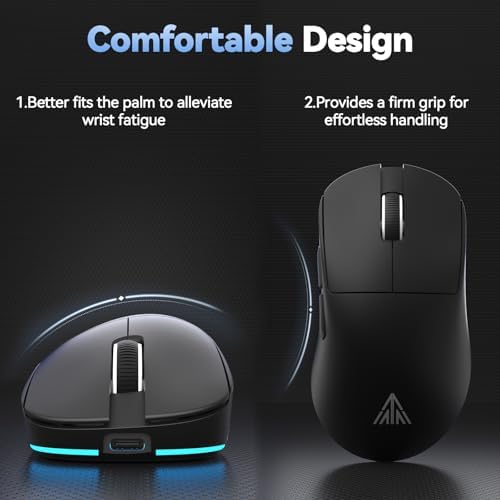SOLAKAKA SM822 Wireless Gaming Mouse with Charging Dock, Tri-Mode Wireless Mouse, PAW3311 Optical Sensor, Up to 24,000DPI, 62g Lightweight Mouse with 5 programmable Buttons, for PC, Laptop (Black) - Image 6