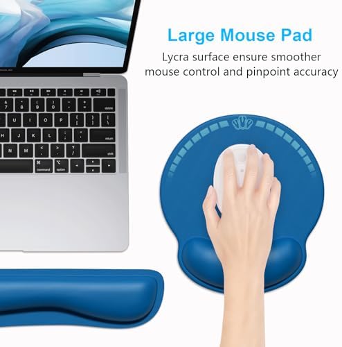 Dapesuom Keyboard Wrist Rest and Mouse Pad with Wrist Support, Memory Foam Cushion for Keyboard and Mouse Set, Ergonomic Desktop Pad Rests with Non Slip Base for Easy Typing & Pain Relief, Dark Blue - Image 5