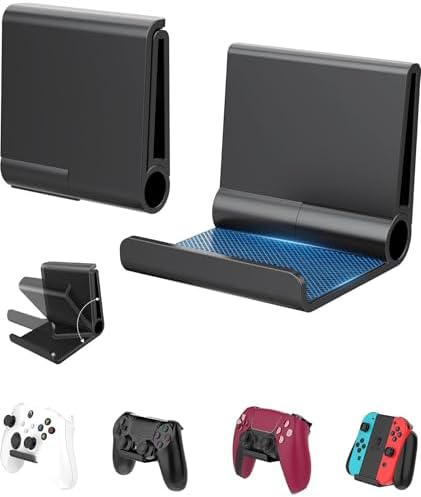 4 Pack Foldable Controller Wall Mount Holder, Xbox Controller Stand , Compatible with Xbox Switch, Adhesive/Screw,Remote Accessories, Keyboard Holder,Wall Mount Storage, Headphone & Headset Hanger by 6amLifestyle