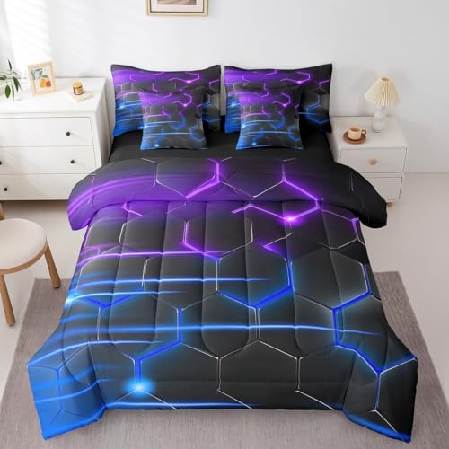 Feelyou Honeycomb Bedding Set Geometrical King Comforter Set with Sheets by Feelyou