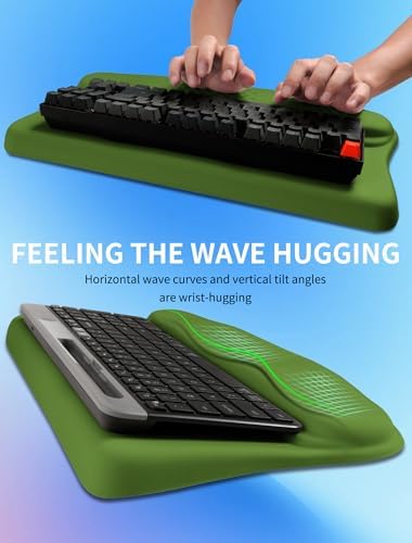 Ergonomic Wave Wrist Rest with Keyboard Stand, Cushioned Palm Rest, Comfortable Integrated Memory Foam for Natural Typing and Relieve Wrist Pain, Fresh Green - Image 4