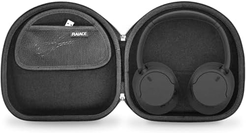RAIACE Hard Travel Storage Case for Sony WH-CH720N Headphone, with Small Pocket for Cables and Accessories. - (Case Only) - Black by RAIACE