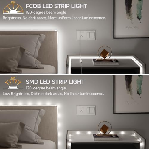 BTF-LIGHTING 5V USB COB LED Strip Lights 3.28FT Natural White 4000K - Image 4