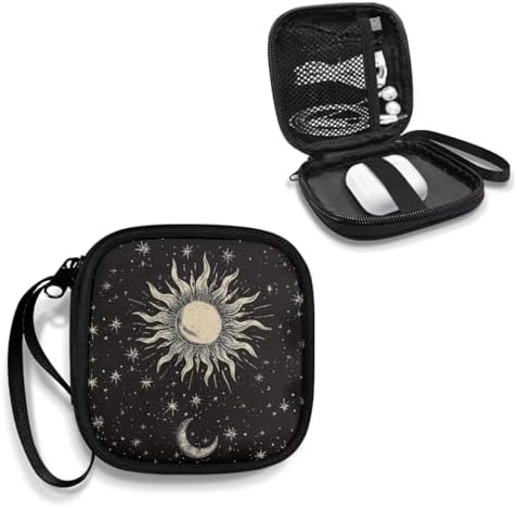 Sun Moon Star Headphones Carrying Case, Travel Portable Storage Bags for Bluetooth Wireless Headphones, Cords, Cable, Earbuds, Charger, USB Flash Driver, MP3 - Image 2
