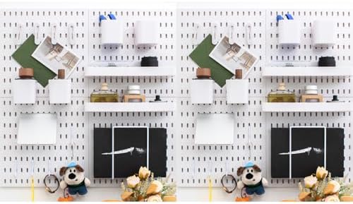 Wall-Mounted Pegboard Kit, 50.4" x 25.2" Organizer Panel – Large, Cost-Effective & Nail-Free Installation White by RIVTUNTOOLS