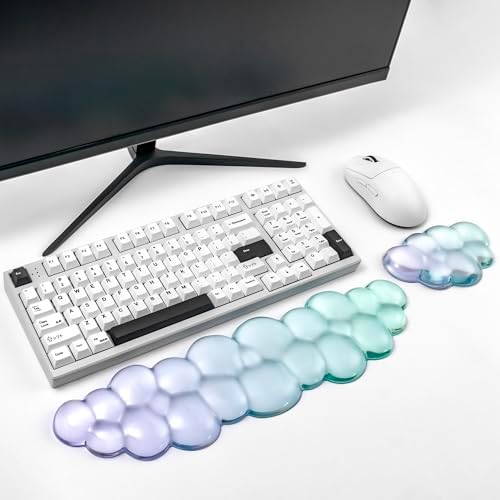 Gel Keyboard and Mouse Wrist Rest Set,Cloud Wrist Pad for Computer Keyboard | Wrist support for Keyboard 60%/68%/75%,Cloud Wrist Rest,Keyboard Cushion, Comfort & Support for Typing and Gaming by Sumgsn