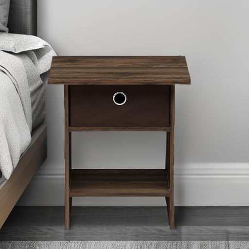Furinno Dario End Table / Side Table / Night Stand / Bedside Table with Bin Drawer, 1-Pack, Columbia Walnut/Dark Brown - Image 5
