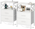 Huuger Nightstand Set of 2 with Charging Station, USB-C Port, End Tables by Huuger