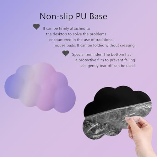 Cloud Mouse Pad Keyboard Wrist Rest for Mouse 4PCS Extended Large Stars Galaxy Space Desk Mat Pad Set Memory Foam Non-Slip Cute Ergonomic Game Mouse Wrist Support for Computer Home Office Purple Sky - Image 4