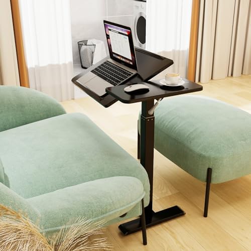 PUNCIA Medical Overbed Table Pneumatic Adjustable Bedside Desk, Black - Image 6