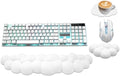 Cloud Wrist Rest Keyboard, Ergonomic Keyboard Wrist Rest Pad Set, White | PU Leather Memory Foam Wrist Rest for Computer Keyboard, Cute Mouse Wrist Rest for Gaming, Office, Home, Typing Pain Relief by NEENALO