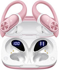 PocBuds Bluetooth Headphones Wireless Earbuds 80hrs Playtime Wireless Charging Case Digital Display Sport Ear Buds with Earhook Deep Bass IPX7 Waterproof Over-Ear Earphones for Phone Laptop Rose Gold by PocBuds