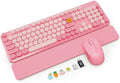 Wireless Keyboard and Mouse Combo, Magnetic Wrist Rest, Round Keycaps, Pink by SABLUTE
