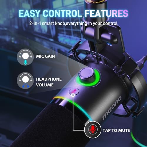 MAONO PD200X XLR/USB Dynamic Microphone, RGB Gaming Mic with Software - Image 5