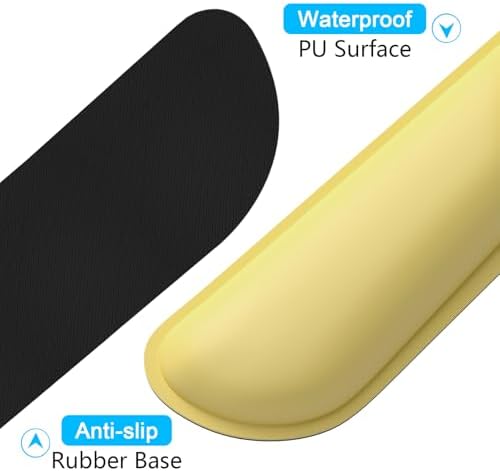 Dapesuom Keyboard Wrist Rest Set, Cute PU Leather Wrist Cushion for Computer Keyboard and Mousepad, Memory Foam Mouse Pad Rests Support with Non-Slip Base for Typing Pain Relief, Laptop, Lemon Yellow - Image 5