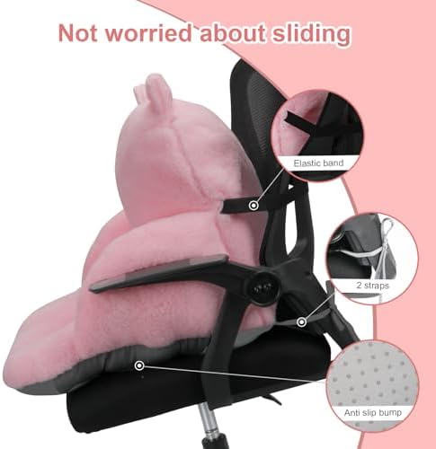 Pink Chair Cushion, Cute Chair Cushion, Pink Cat | Soft Seat Cushion For Office Desks, Gaming and Adult Floor Seating, 17 X 16.5 In, for Bedroom Playroom Dining Living Room - Image 3