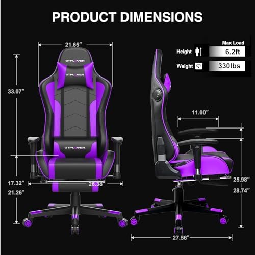 GTPLAYER Gaming Chair with Footrest Speakers Video Game Chair Bluetooth Music Heavy Duty Ergonomic Computer Office Desk Chair - Image 3