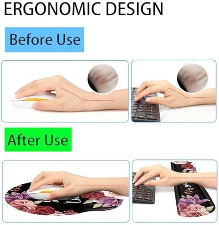 Keyboard Wrist Rest and Mouse Pad Wrist Support Set with Coasters,Ergonomic Gaming Mousepad for Home Office Working Studying Easy Typing & Pain Relief,You Got This Adorable Peony Flower - Image 3