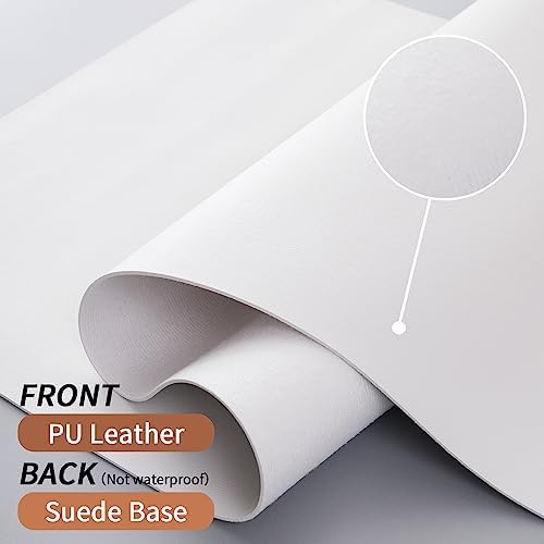 Leather Desk Pad, Large Mouse Pad, Non-Slip Desk Mat, Leather Desk Blotter, Computer Desk Pad, Waterproof Keyboard Pad for Home Office and Decor - White (31.5×15.7 Inches) - Image 3