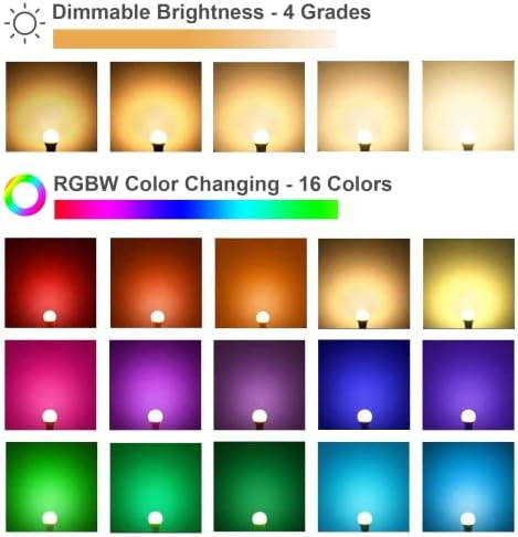 RGB Color Changing Light Bulbs,40W Equivalent,9W RGB LED Light Bulbs,A19 E27/E26 Warm White 6500K,16 Color Multicolor Light Bulb Dimmable Light for Home Party Bedroom Outdoor(4Pack) - Image 2