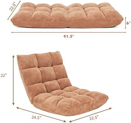 COSTWAY Floor Chair, Video Gaming Chairs with Back Support, Beige - Image 3